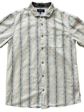Roark Men Medium Short Sleeve Button Up Shirt Classic Fit Casual Woven Striped